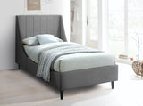 Eva Velvet / Engineered Wood Contemporary Grey Velvet Twin Bed - 42.5" W x 81.1" D x 48" H