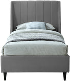 Eva Velvet / Engineered Wood Contemporary Grey Velvet Twin Bed - 42.5" W x 81.1" D x 48" H