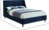 Eva Velvet / Engineered Wood Contemporary Navy Velvet Full Bed - 58.5" W x 81.1" D x 48" H