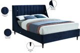 Eva Velvet / Engineered Wood Contemporary Navy Velvet King Bed - 80" W x 86.6" D x 48" H