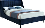 Eva Velvet / Engineered Wood Contemporary Navy Velvet King Bed - 80" W x 86.6" D x 48" H