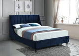 Eva Velvet / Engineered Wood Contemporary Navy Velvet King Bed - 80" W x 86.6" D x 48" H