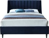 Eva Velvet / Engineered Wood Contemporary Navy Velvet King Bed - 80" W x 86.6" D x 48" H