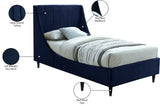 Eva Velvet / Engineered Wood Contemporary Navy Velvet Twin Bed - 42.5" W x 81.1" D x 48" H