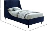 Eva Velvet / Engineered Wood Contemporary Navy Velvet Twin Bed - 42.5" W x 81.1" D x 48" H