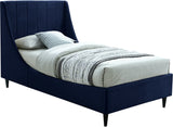 Eva Velvet / Engineered Wood Contemporary Navy Velvet Twin Bed - 42.5" W x 81.1" D x 48" H