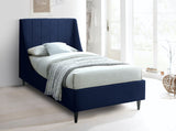 Eva Velvet / Engineered Wood Contemporary Navy Velvet Twin Bed - 42.5" W x 81.1" D x 48" H