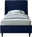 Eva Velvet / Engineered Wood Contemporary Navy Velvet Twin Bed - 42.5" W x 81.1" D x 48" H