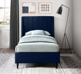 Eva Velvet / Engineered Wood Contemporary Navy Velvet Twin Bed - 42.5" W x 81.1" D x 48" H