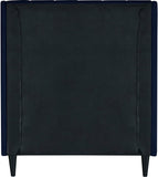 Eva Velvet / Engineered Wood Contemporary Navy Velvet Twin Bed - 42.5" W x 81.1" D x 48" H