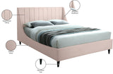 Eva Velvet / Engineered Wood Contemporary Pink Velvet King Bed - 80" W x 86.6" D x 48" H