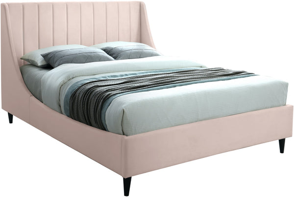 Eva Velvet / Engineered Wood Contemporary Pink Velvet King Bed - 80" W x 86.6" D x 48" H