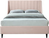 Eva Velvet / Engineered Wood Contemporary Pink Velvet King Bed - 80" W x 86.6" D x 48" H