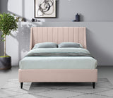 Eva Velvet / Engineered Wood Contemporary Pink Velvet King Bed - 80" W x 86.6" D x 48" H