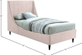 Eva Velvet / Engineered Wood Contemporary Pink Velvet Twin Bed - 42.5" W x 81.1" D x 48" H