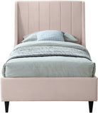 Eva Velvet / Engineered Wood Contemporary Pink Velvet Twin Bed - 42.5" W x 81.1" D x 48" H