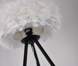 Bethel Black Floor Lamp in Iron & Feather