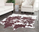 Faux Hide Fah160 Power Loomed Polyester Pile - Eva Backing Rug in Brown, White 5ft x 6ft-6in