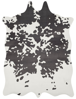 Faux Hide Fah160 Power Loomed Polyester Pile - Eva Backing Rug in Grey, White 5ft x 6ft-6in