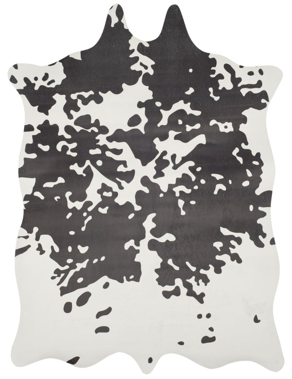 Faux Hide Fah160 Power Loomed Polyester Pile - Eva Backing Rug in Grey, White 5ft x 6ft-6in