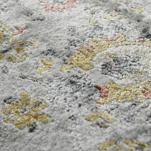 AMER Rugs Fairmont FAI-1 Power-Loomed Floral Transitional Area Rug Charcoal/Yellow 9'3" x 12'3"
