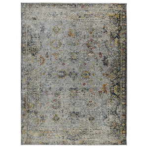 AMER Rugs Fairmont FAI-1 Power-Loomed Floral Transitional Area Rug Charcoal/Yellow 9'3" x 12'3"