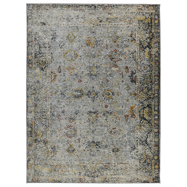 AMER Rugs Fairmont FAI-1 Power-Loomed Floral Transitional Area Rug Charcoal/Yellow 9'3" x 12'3"