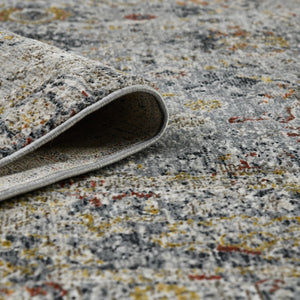 AMER Rugs Fairmont FAI-1 Power-Loomed Floral Transitional Area Rug Charcoal/Yellow 9'3" x 12'3"