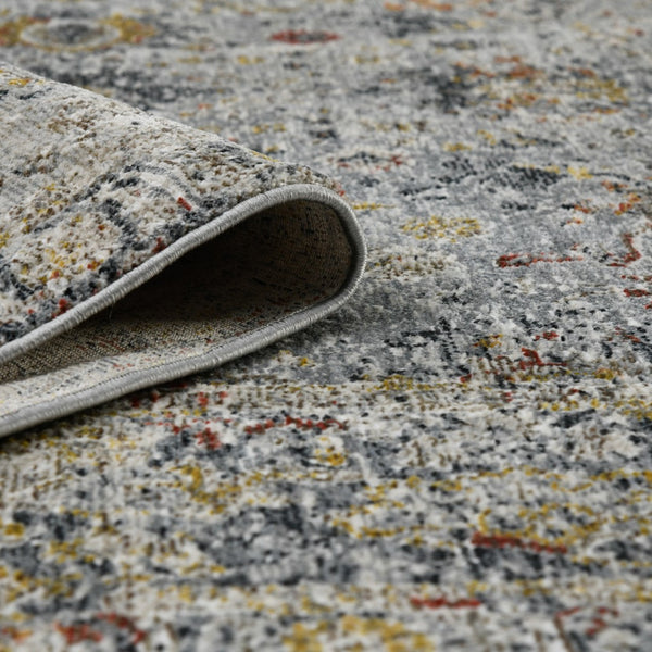 AMER Rugs Fairmont FAI-1 Power-Loomed Floral Transitional Area Rug Charcoal/Yellow 9'3" x 12'3"