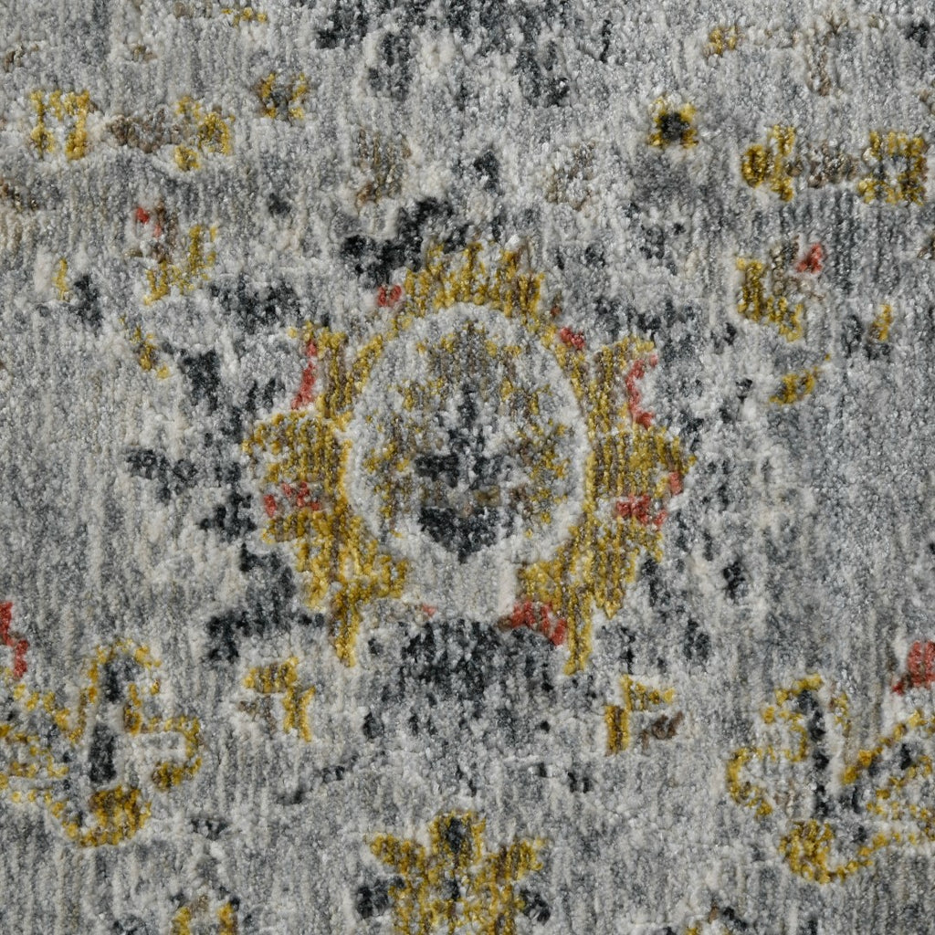 AMER Rugs Fairmont FAI-1 Power-Loomed Floral Transitional Area Rug Charcoal/Yellow 9'3" x 12'3"