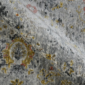 AMER Rugs Fairmont FAI-1 Power-Loomed Floral Transitional Area Rug Charcoal/Yellow 9'3" x 12'3"