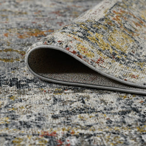 AMER Rugs Fairmont FAI-1 Power-Loomed Floral Transitional Area Rug Charcoal/Yellow 9'3" x 12'3"