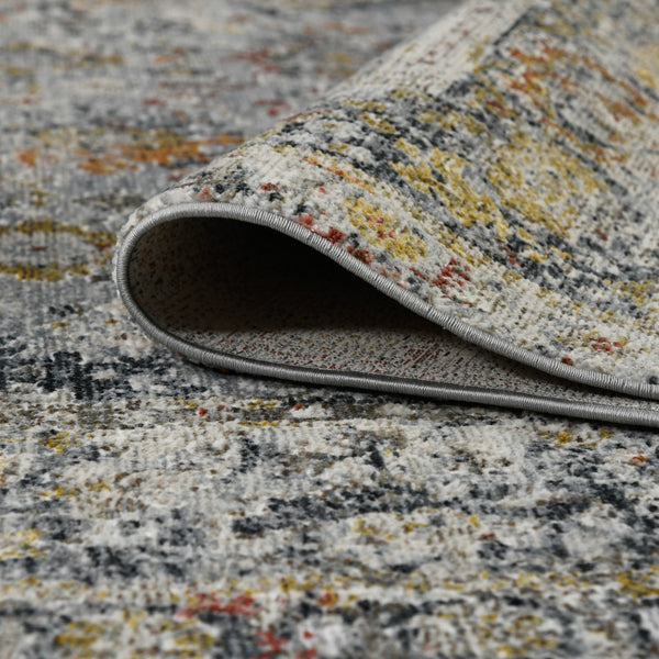 AMER Rugs Fairmont FAI-1 Power-Loomed Floral Transitional Area Rug Charcoal/Yellow 9'3" x 12'3"