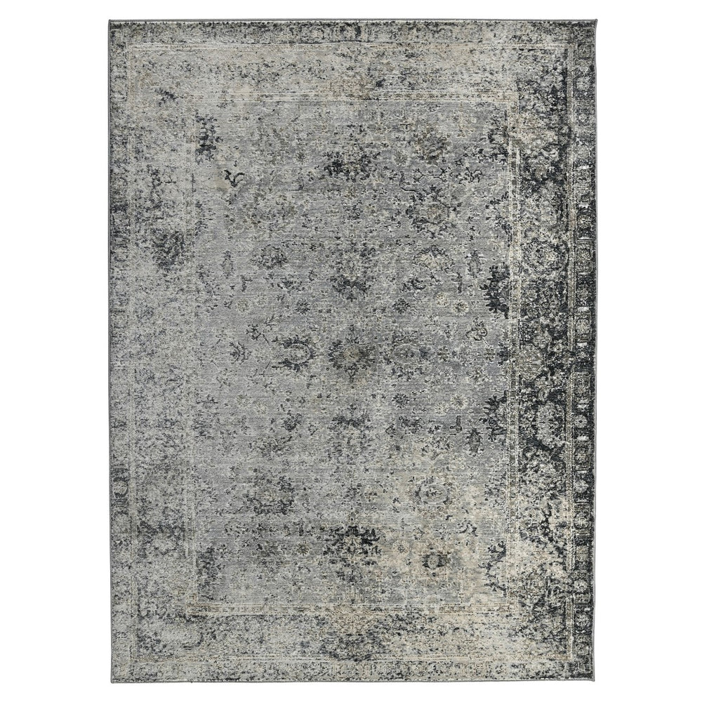 AMER Rugs Fairmont FAI-2 Power-Loomed Floral Transitional Area Rug Gray 9'3" x 12'3"