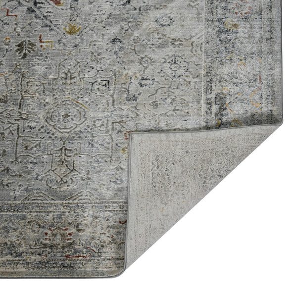 AMER Rugs Fairmont FAI-3 Power-Loomed Bordered Transitional Area Rug Silver/Orange 9'3" x 12'3"