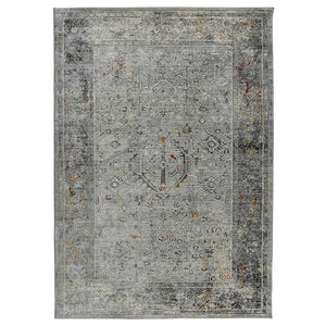 AMER Rugs Fairmont FAI-3 Power-Loomed Bordered Transitional Area Rug Silver/Orange 9'3" x 12'3"