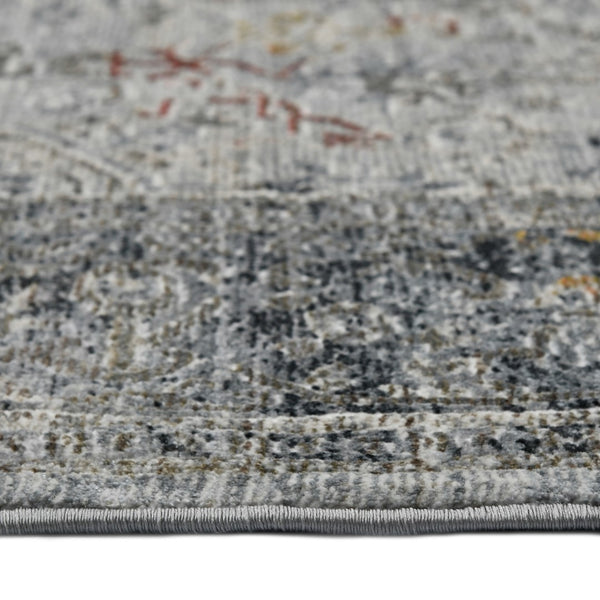 AMER Rugs Fairmont FAI-3 Power-Loomed Bordered Transitional Area Rug Silver/Orange 9'3" x 12'3"