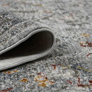 AMER Rugs Fairmont FAI-3 Power-Loomed Bordered Transitional Area Rug Silver/Orange 9'3" x 12'3"