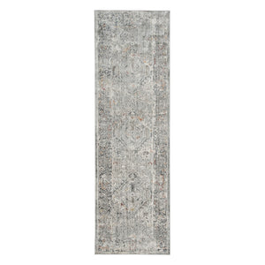 AMER Rugs Fairmont FAI-3 Power-Loomed Bordered Transitional Area Rug Silver/Orange 2'6" x 7'10"