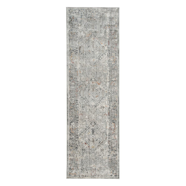 AMER Rugs Fairmont FAI-3 Power-Loomed Bordered Transitional Area Rug Silver/Orange 2'6" x 7'10"