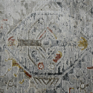 AMER Rugs Fairmont FAI-3 Power-Loomed Bordered Transitional Area Rug Silver/Orange 9'3" x 12'3"