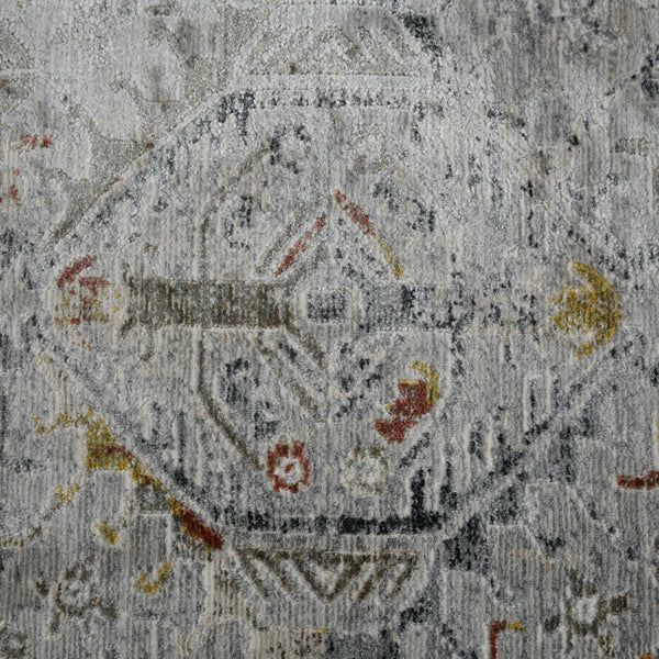 AMER Rugs Fairmont FAI-3 Power-Loomed Bordered Transitional Area Rug Silver/Orange 9'3" x 12'3"