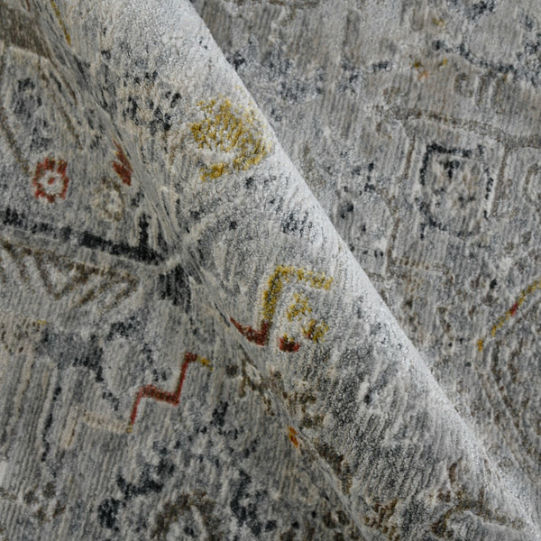 AMER Rugs Fairmont FAI-3 Power-Loomed Bordered Transitional Area Rug Silver/Orange 9'3" x 12'3"