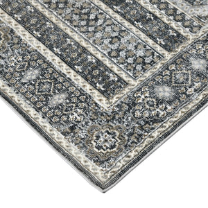 AMER Rugs Fairmont FAI-6 Power-Loomed Medallion Transitional Area Rug Charcoal 9'3" x 12'3"