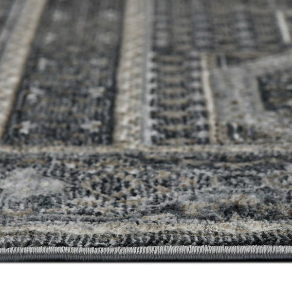 AMER Rugs Fairmont FAI-6 Power-Loomed Medallion Transitional Area Rug Charcoal 9'3" x 12'3"