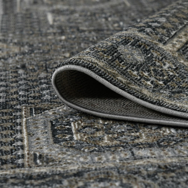 AMER Rugs Fairmont FAI-6 Power-Loomed Medallion Transitional Area Rug Charcoal 9'3" x 12'3"