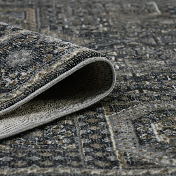 AMER Rugs Fairmont FAI-6 Power-Loomed Medallion Transitional Area Rug Charcoal 9'3" x 12'3"