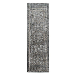 AMER Rugs Fairmont FAI-6 Power-Loomed Medallion Transitional Area Rug Charcoal 2'6" x 7'10"