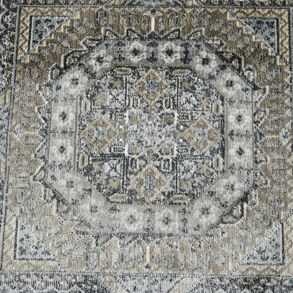 AMER Rugs Fairmont FAI-6 Power-Loomed Medallion Transitional Area Rug Charcoal 9'3" x 12'3"