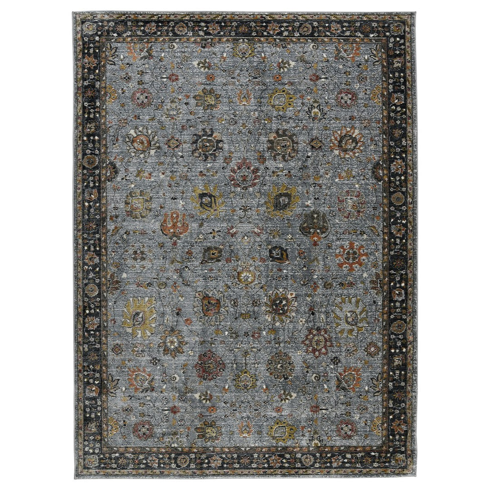 AMER Rugs Fairmont FAI-7 Power-Loomed Floral Transitional Area Rug Gray 9'3" x 12'3"